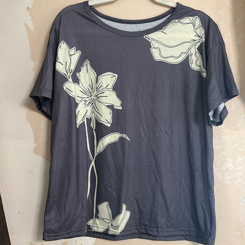 Floral Print Short Sleeve Tee Shirt